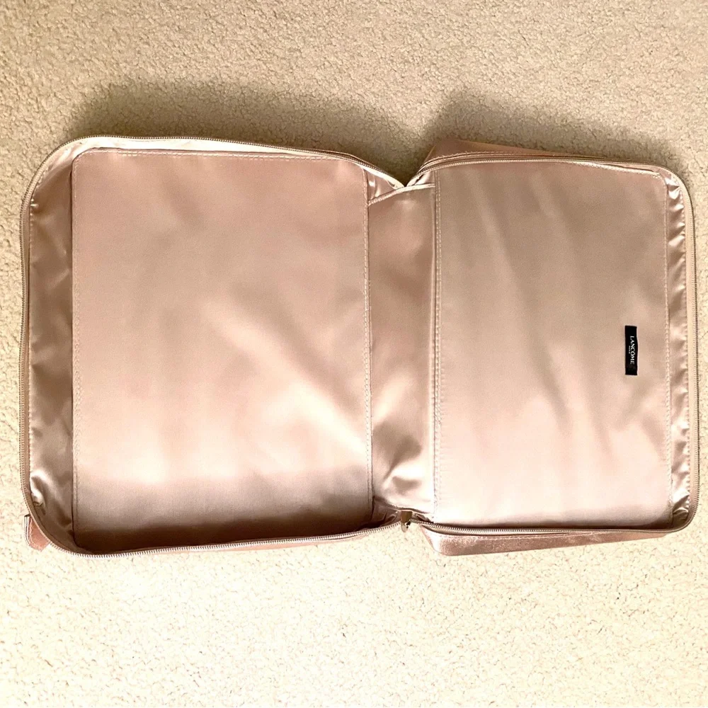 Lancome Rose Gold Metallic Beauty Care Case/Bag With Carry Handle. Brand new